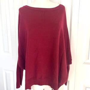 Portolano Burgundy Cashmere Sweater in a Poncho style. Size L